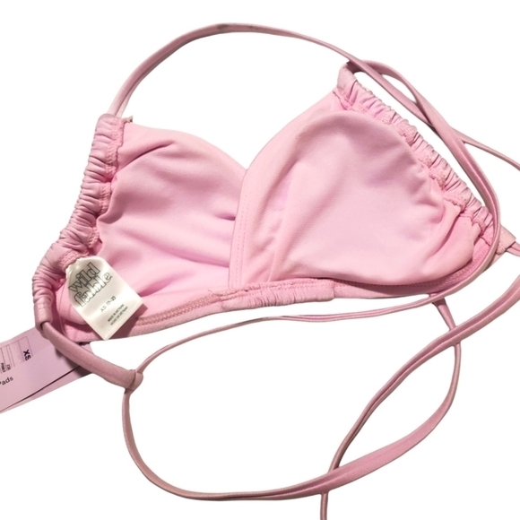 Wild Fable Pink Swim‎ Top Triangle Bikini Top String Tie XS - Picture 2 of 6